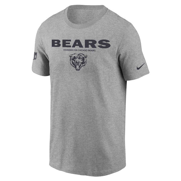 Chicago Bears Nike Grey Team Issue Wordmark Dri-Fit Short Sleeve T Shirt