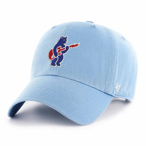 Chicago Cubs 47 Brand Blues Rock Bear Logo Baby Blue Clean Up Adjustable Cap