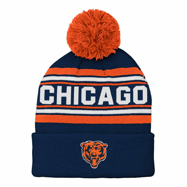 Chicago Bears Youth Jacquard Cuffed POM Knit Cap