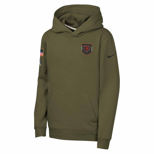 Chicago Bears Nike Youth 2025 Salute To Service On Field Hooded Sweatshirt
