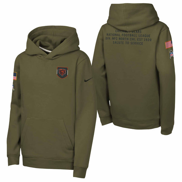 Chicago Bears Nike Youth 2025 Salute To Service On Field Hooded Sweatshirt