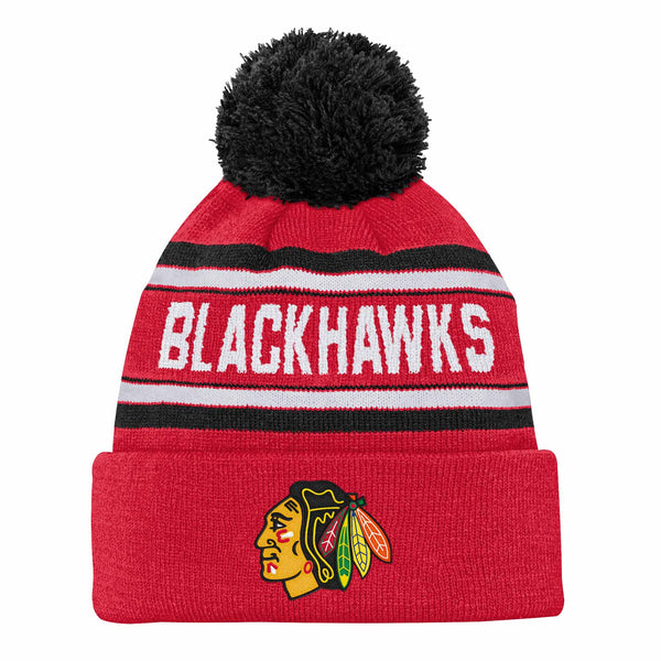 Chicago Blackhawks Youth Jacquard Cuffed POM Knit Cap