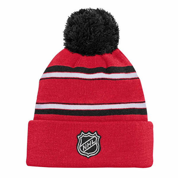 Chicago Blackhawks Youth Jacquard Cuffed POM Knit Cap