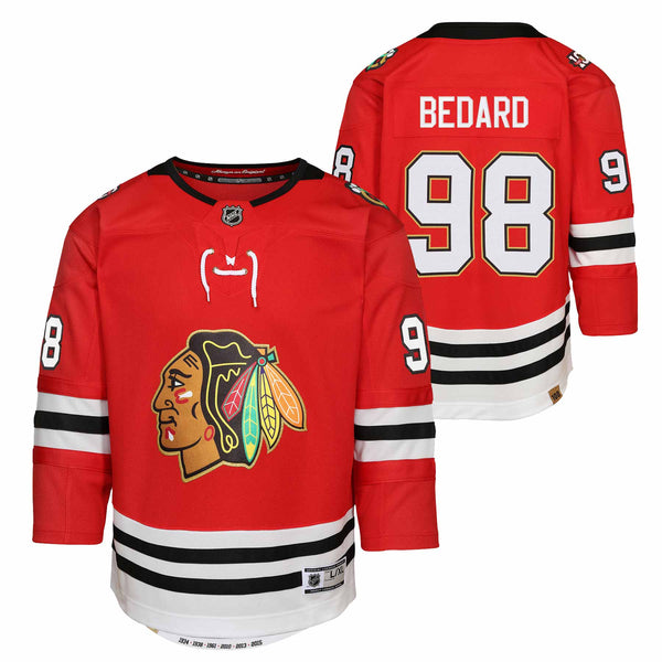 Chicago Blackhawks Connor Bedard Fanatics 2025 Youth Home Centennial Premier Home Jersey