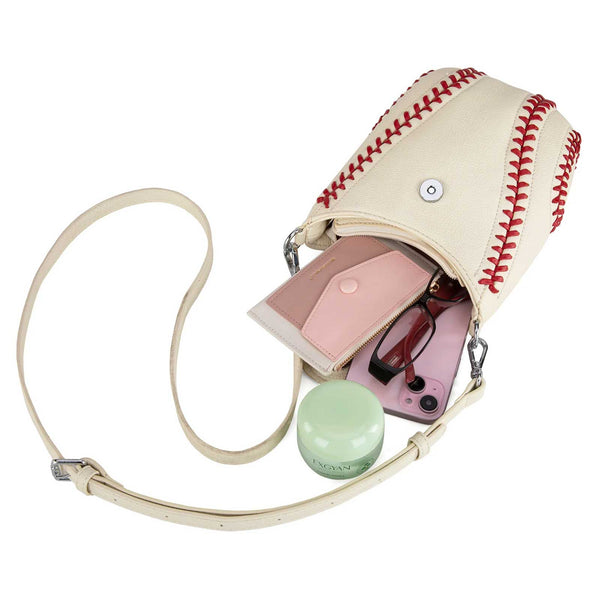 Chicago Cubs Montana West White Baseball Stitch Crossbody Purse