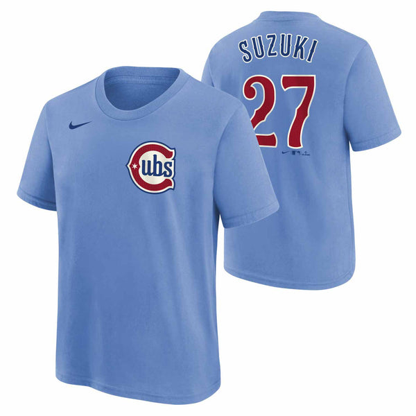 Chicago Cubs Seiya Suzuki Nike Youth Alternate Blues Name and Number T-Shirt