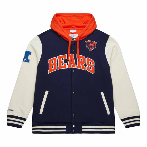 Chicago Bears Mitchell & Ness Courtside Fleece Button Front Hooded Jacket