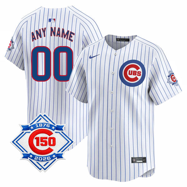 Chicago Cubs Customized Home Nike Vapor Limited 150th Anniversary Jersey With Authentic Lettering