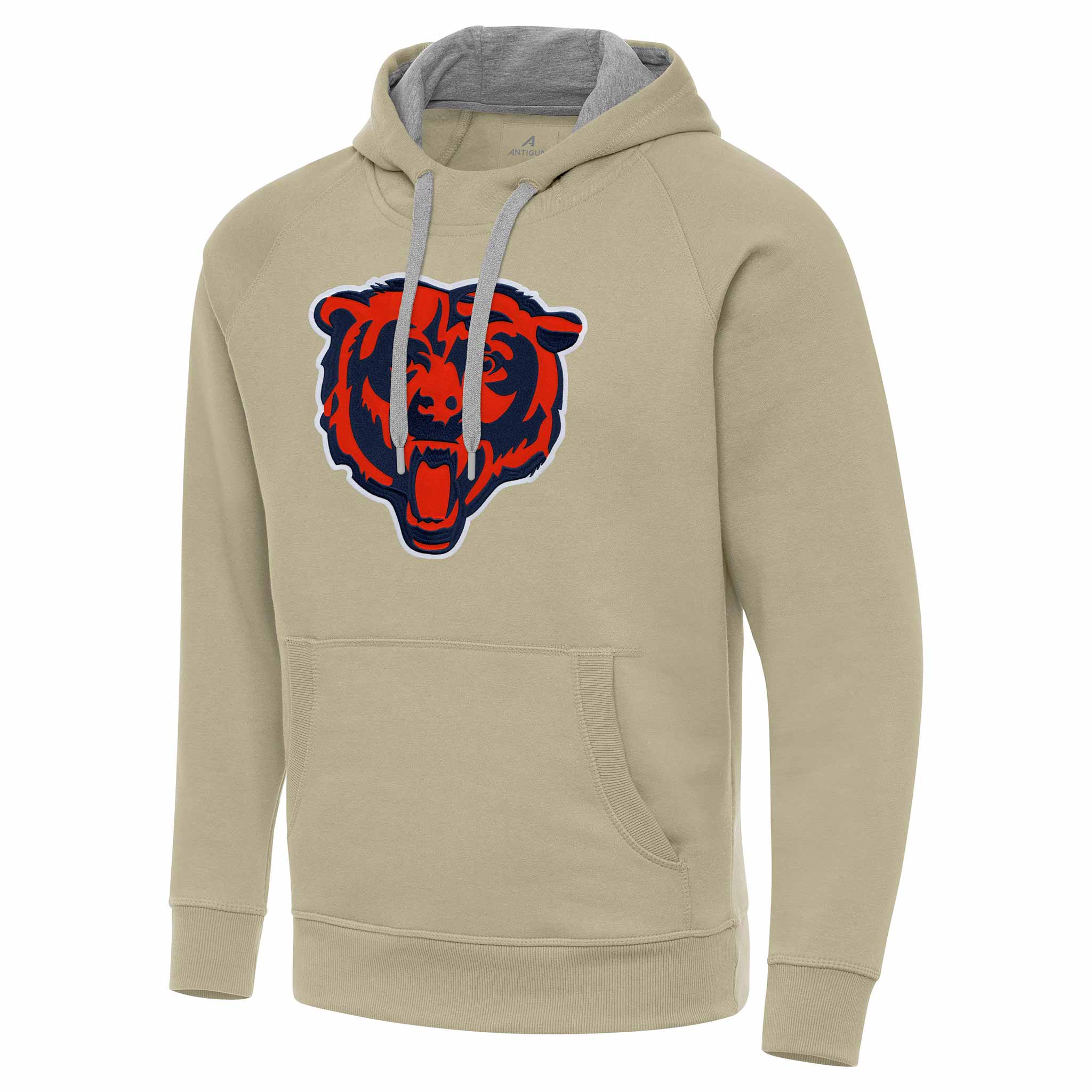 Chicago Bears Antigua Cream Bears Head Victory Pullover Hooded