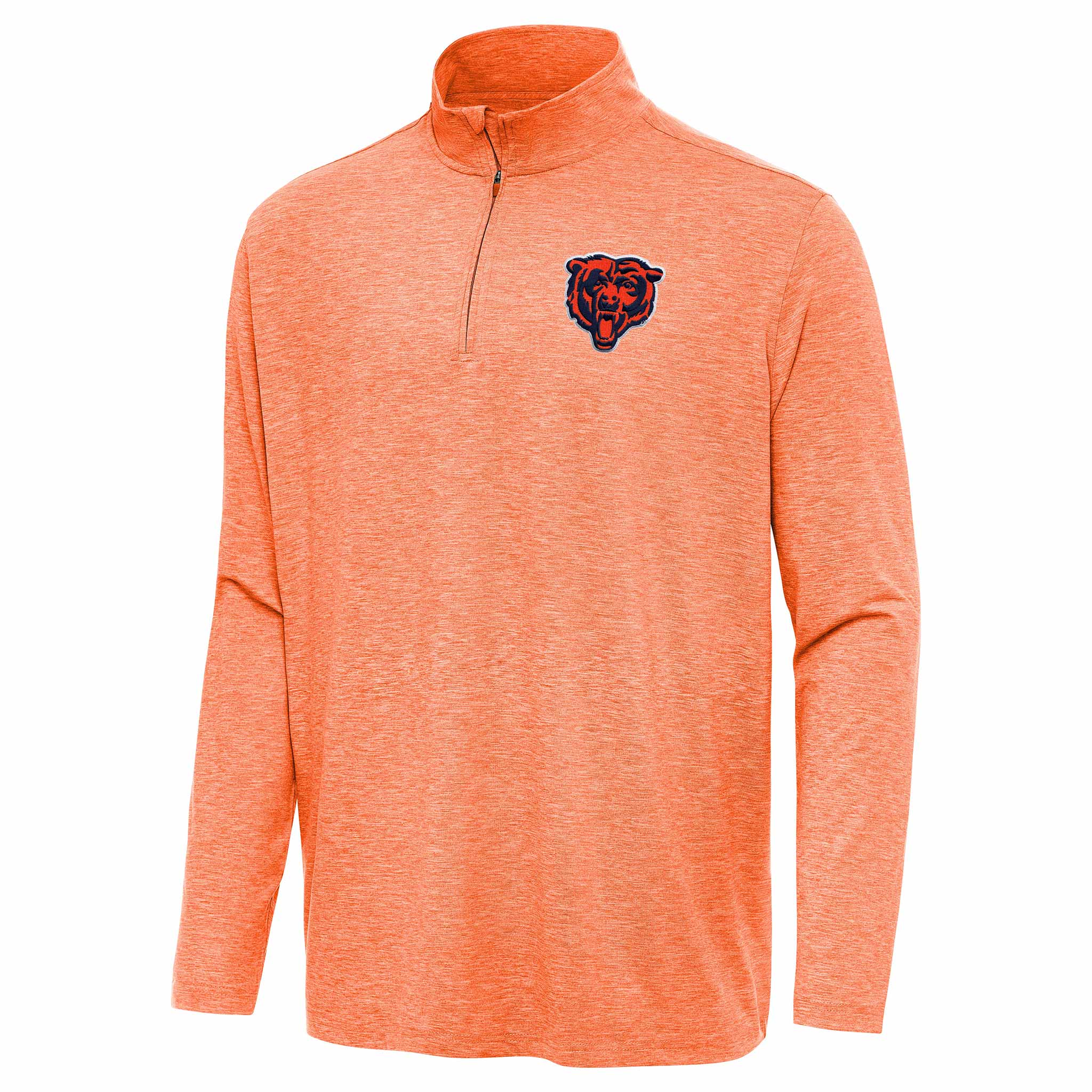 Chicago Bears Antigua Orange Bears Head Hunk Quarter Zip Pullover
