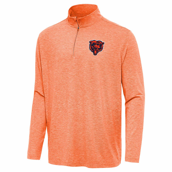 Chicago Bears Antigua Orange Bears Head Hunk Quarter Zip Pullover