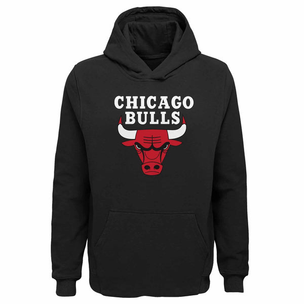Chicago Bulls Youth Black Basic Logo Wordmark Hooded Sweatshirt