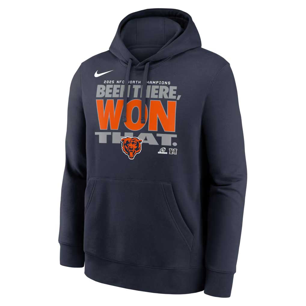 bears monsters of the midway hoodie Chicago Bears 2025 NFC North Champions Trophy Nike Men's NFL Pullover Hoodie in Blue, Size: Medium