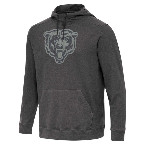 Chicago Bears Antigua Graphite Bears Head Tonal Cloud Pullover Hooded Sweatshirt