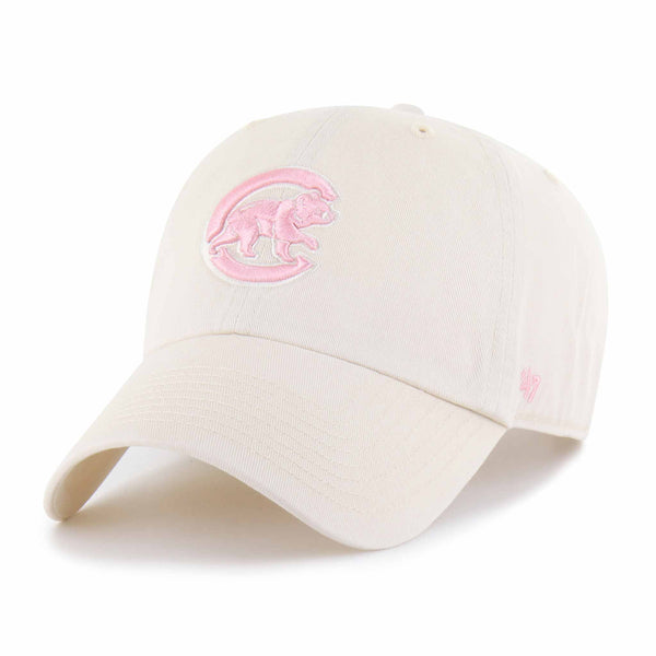 Chicago Cubs 47 Brand Natural Pink Walking Bear No Loop Clean Up Adjustable Cap