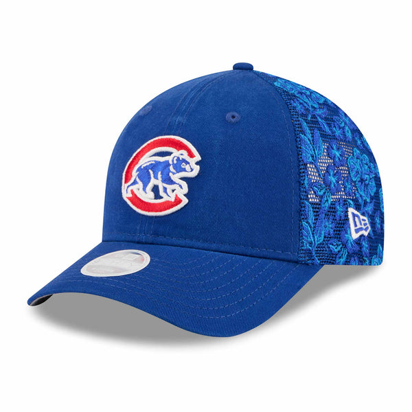 Chicago Cubs New Era Women's Navy Floral Mesh 9FORTY M Crown Adjustable Cap