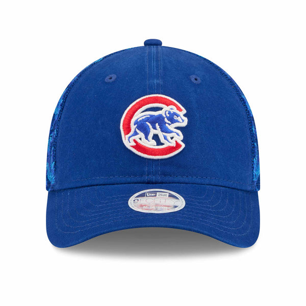 Chicago Cubs New Era Women's Navy Floral Mesh 9FORTY M Crown Adjustable Cap