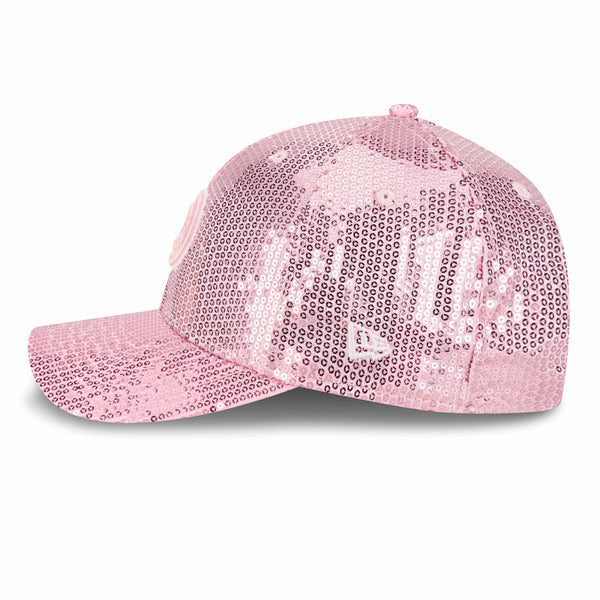 Chicago Cubs New Era Ladies 9FORTY Pink Bullseye Sequin Adjustable Cap