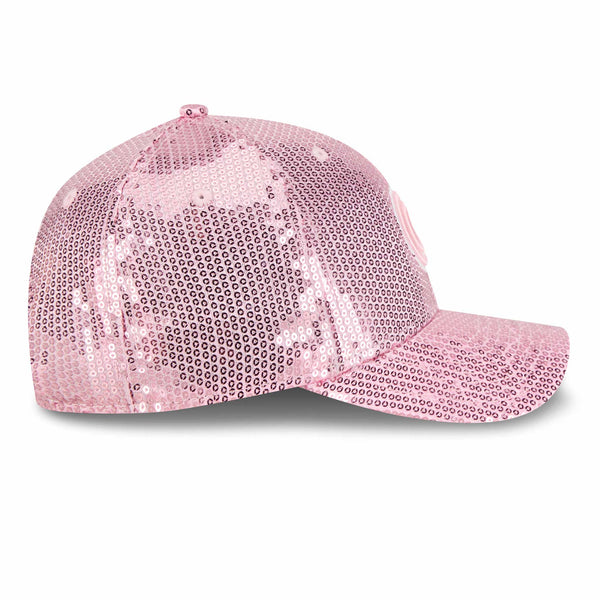 Chicago Cubs New Era Ladies 9FORTY Pink Bullseye Sequin Adjustable Cap