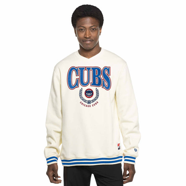 Chicago Cubs New Era Beige 1969 Bear Crest Crewneck Sweatshirt