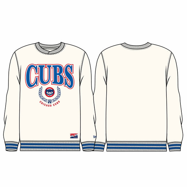 Chicago Cubs New Era Beige 1969 Bear Crest Crewneck Sweatshirt