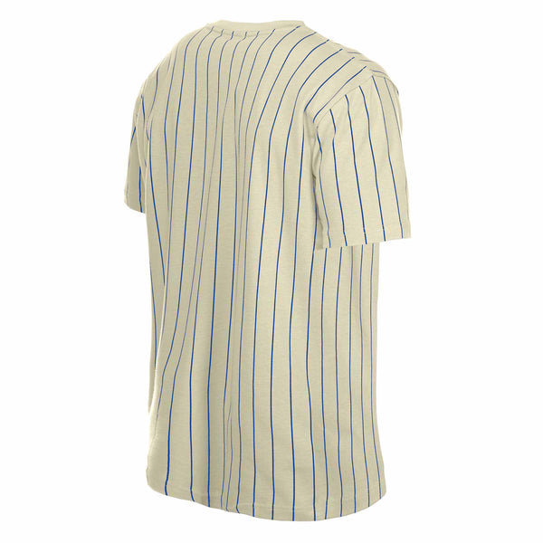 Chicago Cubs New Era Bullseye Beige Pinstripe T Shirt