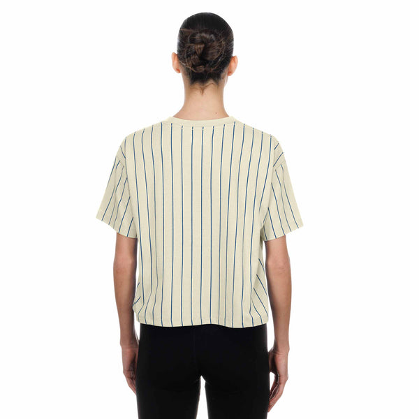Chicago Cubs New Era Women's Beige Bullseye Boxy Short Sleeve T Shirt