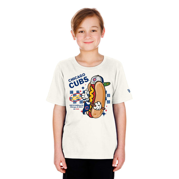 Chicago Cubs New Era Youth World Famous Two Sided Hot Dog T Shirt