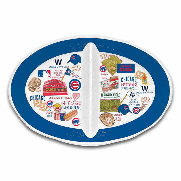 Chicago Cubs Collage Two Section Serving Tray