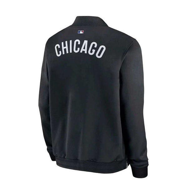 Chicago Cubs Nike Authentic On Field Anthracite Black Full Zip Walking Bear Bomber Jacket
