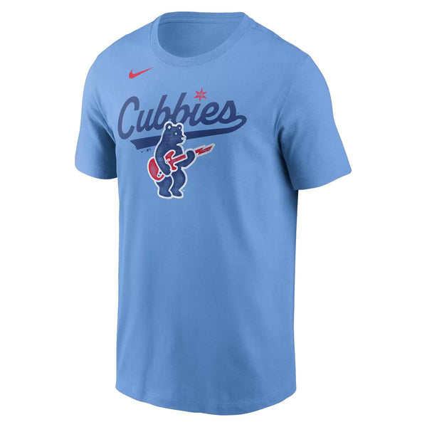 Chicago Cubs Nike Rock Bear Baby Blue Cubbies Club Short Sleeve T-Shirt