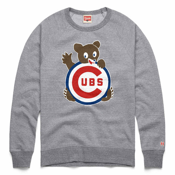 Chicago Cubs Homage Grey Waving Bear Crewneck Sweatshirt