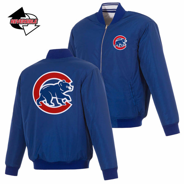 Chicago Cubs JH Royal & White Reversable Walking Bear Bomber Jacket