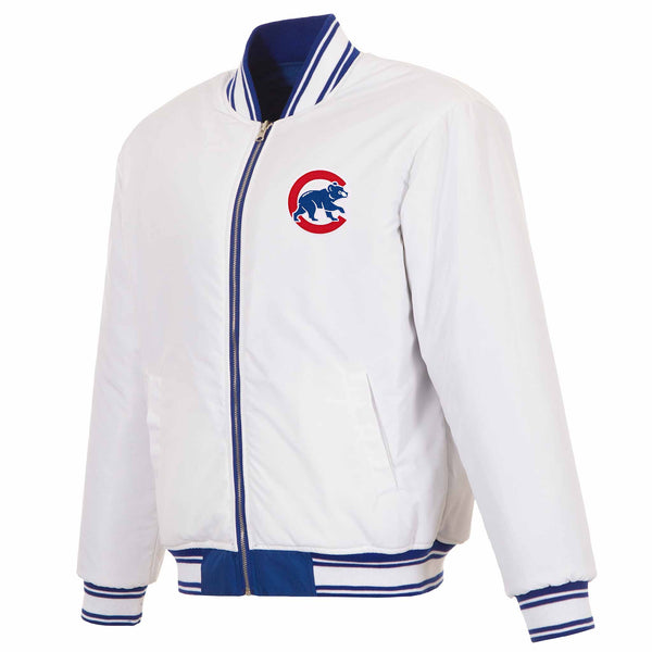 Chicago Cubs JH Royal & White Reversable Walking Bear Bomber Jacket