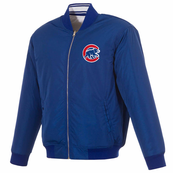 Chicago Cubs JH Royal & White Reversable Walking Bear Bomber Jacket
