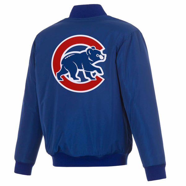 Chicago Cubs JH Royal & White Reversable Walking Bear Bomber Jacket