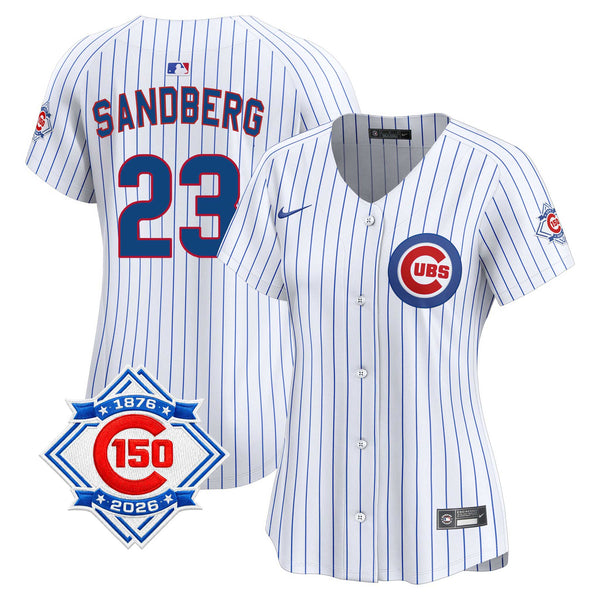 Chicago Cubs Ryne Sandberg Women's Nike Home Limited 150th Anniversary Jersey With Authentic Lettering