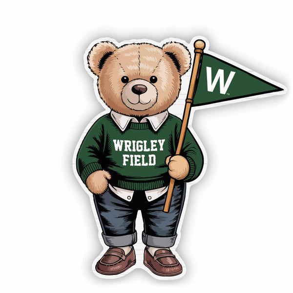 Wrigley Field Teddy Bear Wood Magnet
