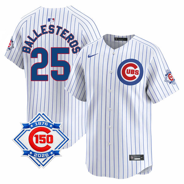 Chicago Cubs Moisés Ballesteros Nike Home Vapor Limited 150th Anniversary Jersey With Authentic Lettering