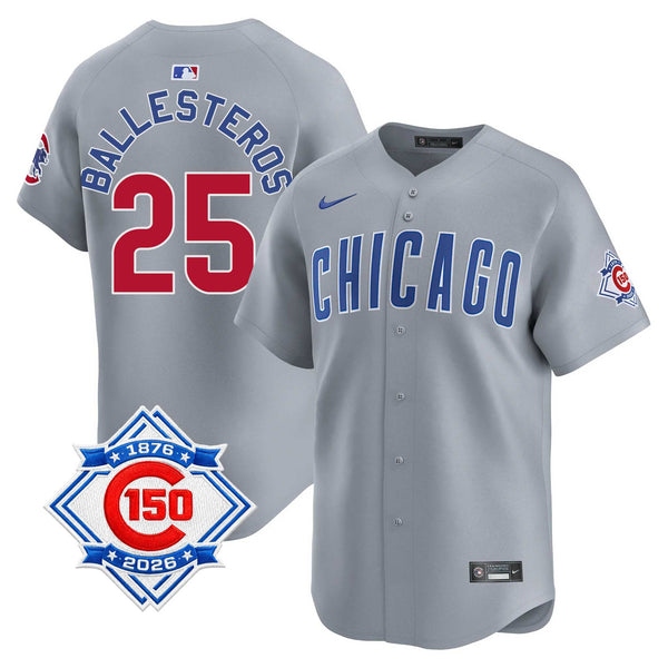Chicago Cubs Moisés Ballesteros Nike Road Vapor Limited 150th Anniversary Jersey With Authentic Lettering