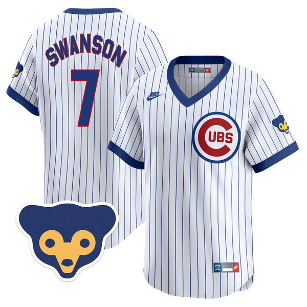 Chicago Cubs Dansby Swanson Nike Limited Vapor 1957-78 Home Cooperstown Jersey With Authentic Lettering
