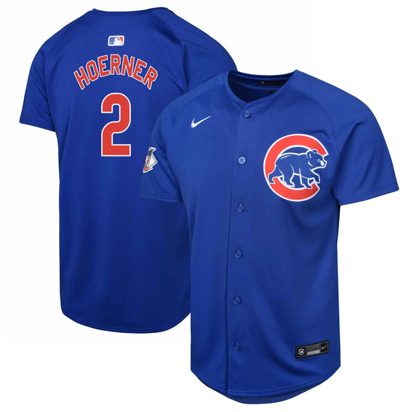 Chicago Cubs Nico Hoerner Youth Nike Alternate Home Run Jersey With Authentic Lettering