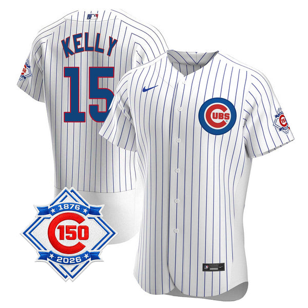 Chicago Cubs Carson Kelly Nike Coolbase Authentic Home 150th Anniversary Patch Jersey with Authentic Lettering