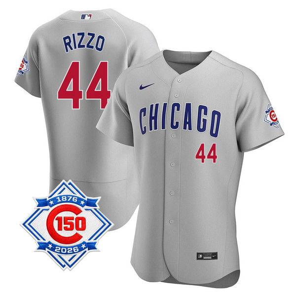 Chicago Cubs Anthony Rizzo Nike Coolbase Authentic Road 150th Anniversary Patch Jersey with Authentic Lettering