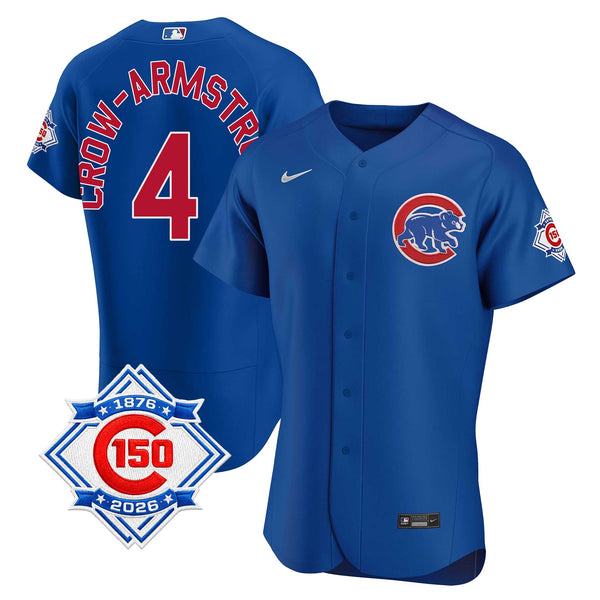 Chicago Cubs Pete Crow-Armstrong Nike Coolbase Authentic Alternate 150th Anniversary Patch Jersey with Authentic Lettering
