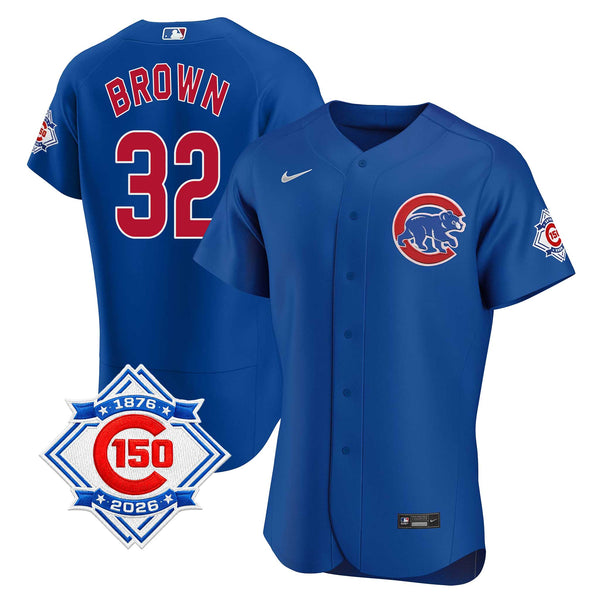 Chicago Cubs Ben Brown Nike Coolbase Authentic Alternate 150th Anniversary Patch Jersey with Authentic Lettering