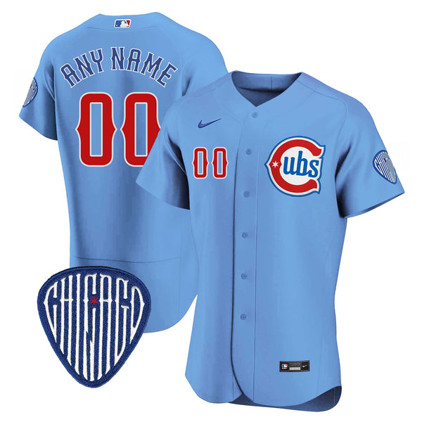 Chicago Cubs Customized Nike Coolbase Authentic Alternate 2 Jersey with Authentic Lettering