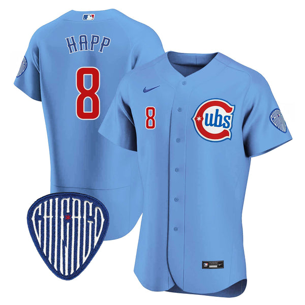 Chicago Cubs Ian Happ Nike Coolbase Authentic Alternate 2 Jersey with Authentic Lettering