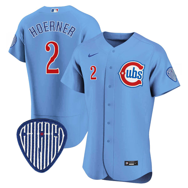 Chicago Cubs Nico Hoerner Nike Coolbase Authentic Alternate 2 Jersey with Authentic Lettering