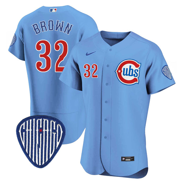 Chicago Cubs Ben Brown Nike Coolbase Authentic Alternate 2 Jersey with Authentic Lettering